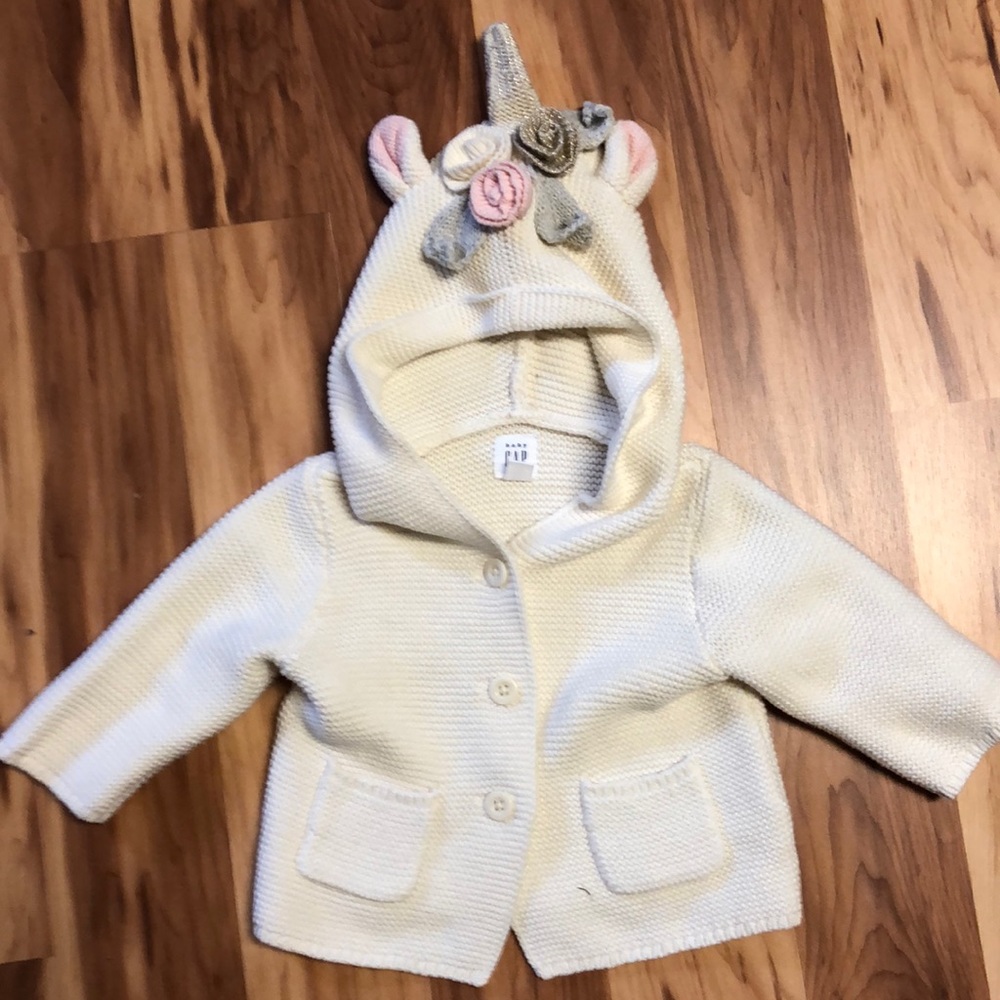 3-6 months Baby Gap Unicorn Hoodie Sweater